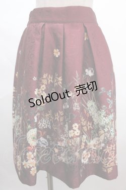 画像1: axes femme / ジャカードプリントスカート M ワイン Y-24-06-17-154-AX-SK-SZ-ZT015