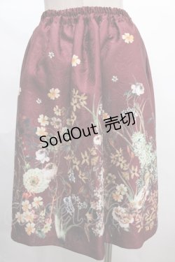 画像2: axes femme / ジャカードプリントスカート M ワイン Y-24-06-17-154-AX-SK-SZ-ZT015