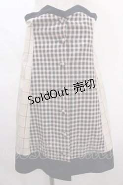 画像1: axes femme POETIQUE / チェックバイカラースカート M 紺 Y-24-06-17-159-AX-SK-SZ-ZT048