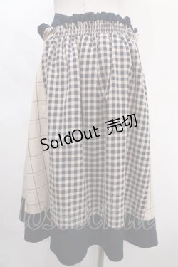 画像2: axes femme POETIQUE / チェックバイカラースカート M 紺 Y-24-06-17-159-AX-SK-SZ-ZT048