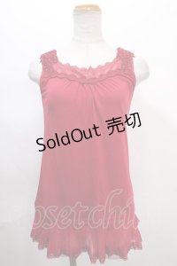 axes femme / 肩レースロングタンク M アカ Y-24-06-22-070-AX-TO-SZ-ZT019