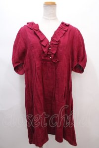 Franche Lippee / ねこボタンワンピース M ボルドー Y-24-06-22-137-LO-OP-SZ-ZT384