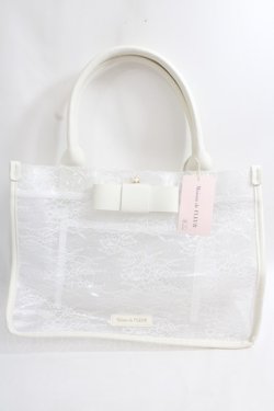 画像1: Maison de FLEUR / レースクリアスクエアトートバッグ F アイボリー Y-24-06-27-088-LO-BG-SZ-ZT-K012