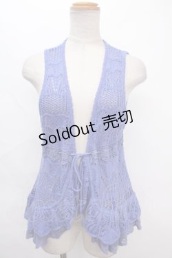 画像1: PINK HOUSE / 透かしニットベスト  青 Y-24-07-07-042-LO-TO-SZ-ZT101