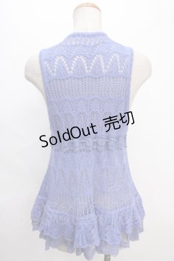 画像2: PINK HOUSE / 透かしニットベスト  青 Y-24-07-07-042-LO-TO-SZ-ZT101