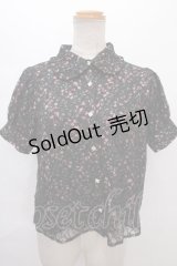 axes femme POETIQUE / フラワープリント×レースブラウス M 黒 Y-24-07-10-051-AX-BL-SZ-ZI