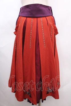 画像2: Ozz oneste / 椿刺繍プリーツ袴風スカート  オレンジｘ紫 Y-24-07-10-148-OO-SK-AS-ZS