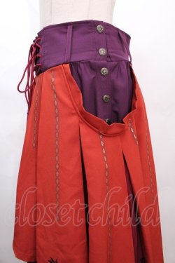 画像3: Ozz oneste / 椿刺繍プリーツ袴風スカート  オレンジｘ紫 Y-24-07-10-148-OO-SK-AS-ZS
