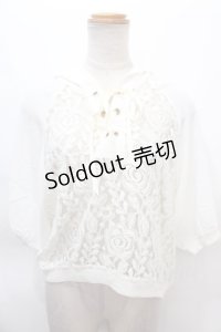 axes femme / フード付異素材組み合わせプルオーバー M 生成り Y-24-07-13-068-AX-TO-SZ-ZI