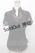 Ozz On / ラメ系メッシュ重ねトップス  黒 Y-24-07-15-115-OO-TO-SZ-ZS