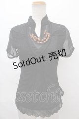 Ozz On / ラメ系メッシュ重ねトップス  黒 Y-24-07-15-115-OO-TO-SZ-ZS