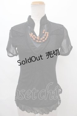 画像1: Ozz On / ラメ系メッシュ重ねトップス  黒 Y-24-07-15-115-OO-TO-SZ-ZS