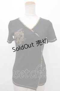 Ozz On / 龍刺繍チャイナトップス  黒 Y-24-07-15-124-OO-TO-SZ-ZS