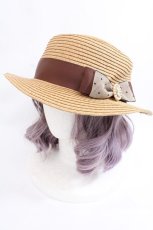 画像1: m petit by misako / TT*AMチュールリボンカンカン帽　 57.5 中茶 Y-24-08-01-050-LO-AC-SZ-ZT308 (1)
