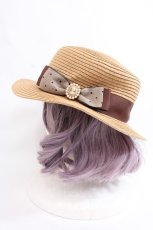 画像2: m petit by misako / TT*AMチュールリボンカンカン帽　 57.5 中茶 Y-24-08-01-050-LO-AC-SZ-ZT308 (2)