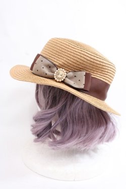 画像2: m petit by misako / TT*AMチュールリボンカンカン帽　 57.5 中茶 Y-24-08-01-050-LO-AC-SZ-ZT308