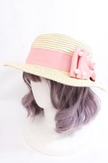画像1: m petit by misako / TT*AMPLリボンカンカン帽 57.5cm 中薄橙 Y-24-08-01-051-LO-AC-SZ-ZT308 (1)