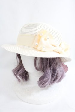 画像1: m petit by misako / AMPLリボンカンカン帽 57.5cm 中白 Y-24-08-04-051-LO-AC-SZ-ZT308