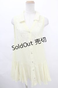 axes femme / 刺繍入襟付チュニック M イエロー Y-24-08-04-096-AX-OP-SZ-ZI