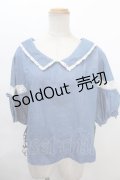 axes femme / ストライプ袖レース切替えトップス M ウォッシュ Y-24-08-04-114-AX-TO-SZ-ZI