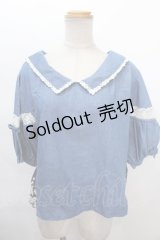 axes femme / ストライプ袖レース切替えトップス M ウォッシュ Y-24-08-04-114-AX-TO-SZ-ZI