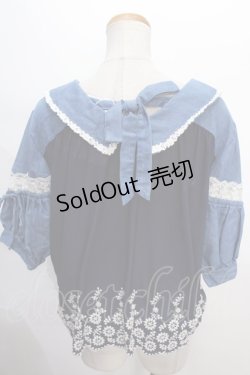 画像2: axes femme / ストライプ袖レース切替えトップス M ウォッシュ Y-24-08-04-114-AX-TO-SZ-ZI