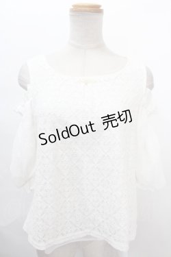 画像1: axes femme POETIQUE / 肩あきパフ袖総レースプルオーバー M 白 Y-24-08-04-133-AX-TO-SZ-ZT415