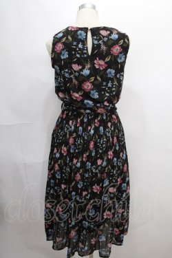 画像2: axes femme / 花柄シフォンプリーツワンピース M 黒 Y-24-08-04-176-AX-OP-SZ-ZT164