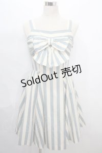 MILK / 60'sドレス  サックス×アイボリー Y-24-08-04-200-ML-OP-SZ-ZT406