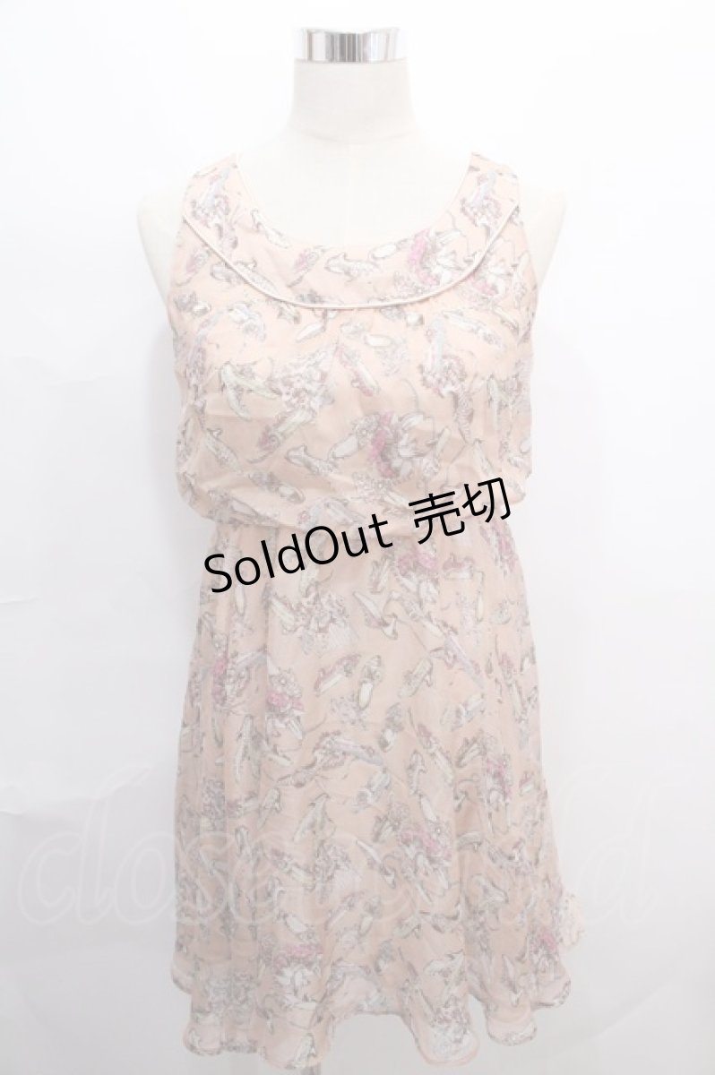 画像1: axes femme POETIQUE / シューズ柄ワンピース M 淡ピンク Y-24-08-07-071-AX-OP-SZ-ZH (1)