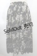 axes femme / 花柄レース使いスカート M 黒 Y-24-08-07-154-AX-SK-SZ-ZT234