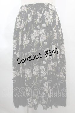 画像1: axes femme / 花柄レース使いスカート M 黒 Y-24-08-07-154-AX-SK-SZ-ZT234