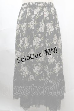 画像2: axes femme / 花柄レース使いスカート M 黒 Y-24-08-07-154-AX-SK-SZ-ZT234