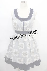 axes femme / 花×ストライプ柄ノースリワンピース M コン Y-24-08-10-143-AX-OP-SZ-ZT212