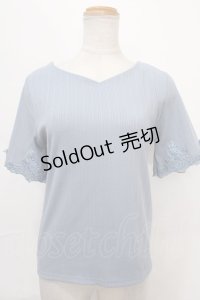 axes femme / バックレースアップリブプルオーバー M ブルー Y-24-08-28-027-AX-TO-SZ-ZT368