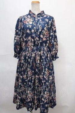 画像1: axes femme / シャビーシックフラワー柄ワンピース  紺 Y-24-09-02-072-AX-OP-AS-ZI