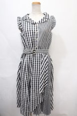 画像1: 【SALE】axes femme / ギンガムチェックノースリーブ開衿ワンピース M 黒 Y-24-09-02-092-AX-OP-SZ-ZT212 (1)