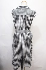 画像2: 【SALE】axes femme / ギンガムチェックノースリーブ開衿ワンピース M 黒 Y-24-09-02-092-AX-OP-SZ-ZT212 (2)