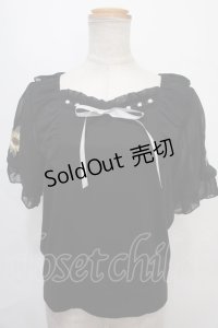 axes femme POETIQUE / ヒマワリ刺繍フリルカットプルオーバー M 黒 Y-24-09-02-028-AX-TO-SZ-ZT427