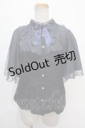 axes femme kawaii / チュールフリルブラウス M 紺 Y-24-09-05-063-AX-BL-SZ-OS