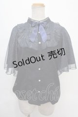 axes femme kawaii / チュールフリルブラウス M 紺 Y-24-09-05-063-AX-BL-SZ-OS