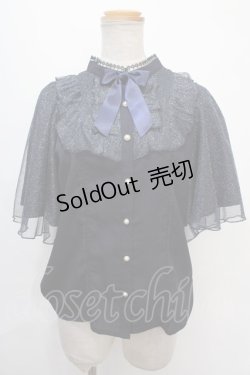 画像1: axes femme kawaii / チュールフリルブラウス M 紺 Y-24-09-05-063-AX-BL-SZ-OS