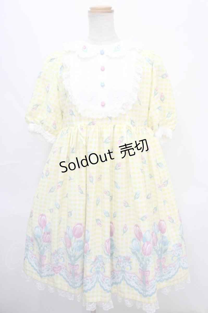 画像1: Angelic Pretty / Tulip Bouquetワンピース  イエロー Y-24-09-12-092-AP-OP-SZ-ZY (1)