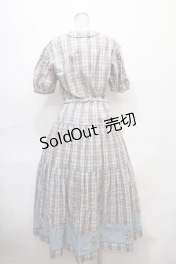 画像2: pa・se・ri / ブーケ刺繍チェック柄ロングワンピース  サックス Y-24-09-12-108-LO-OP-SZ-ZY