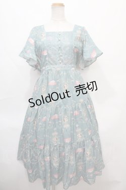 画像1: axes femme / レーヌローズ柄ワンピース M ミント Y-24-09-12-109-AX-OP-SZ-ZT196