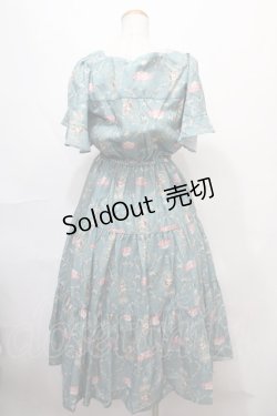 画像2: axes femme / レーヌローズ柄ワンピース M ミント Y-24-09-12-109-AX-OP-SZ-ZT196