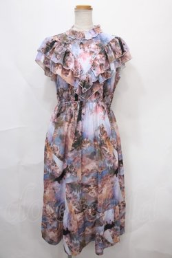 画像1: axes femme Nostalgic / 天使柄シャーリングワンピース F ラベンダー Y-24-09-15-072-LO-OP-SZ-ZT164