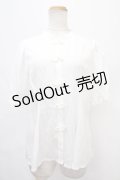 axes femme POETIQUE / マオカラー半袖ブラウス  白 Y-24-09-15-017-AX-BL-AS-ZT352