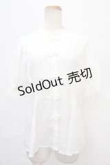 axes femme POETIQUE / マオカラー半袖ブラウス  白 Y-24-09-15-017-AX-BL-AS-ZT352