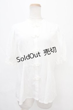 画像1: axes femme POETIQUE / マオカラー半袖ブラウス  白 Y-24-09-15-017-AX-BL-AS-ZT352